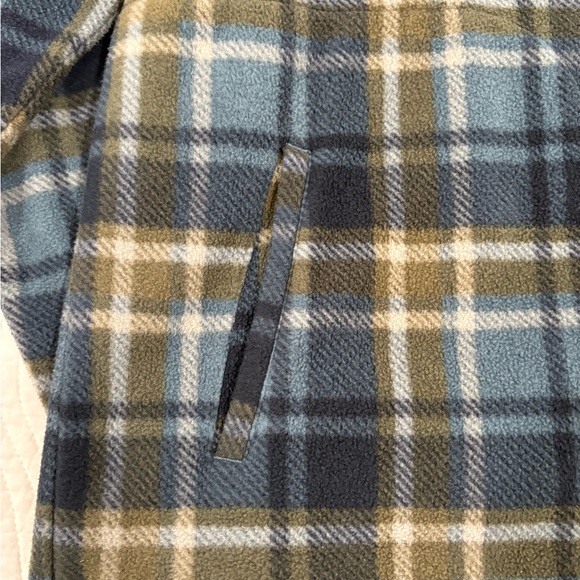 O'Neill Blue, Green and Tan Plaid Fleece Jacket/Hoodie - Picture 5 of 5